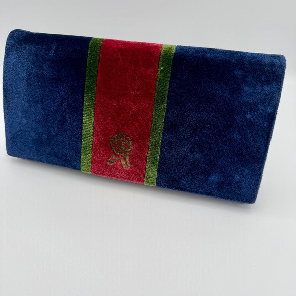 Roberta di Camerino Handbags - Vintage Roberta di Camerino Velvet Bag Clutch Italy Leather Lined + Mirror 11”